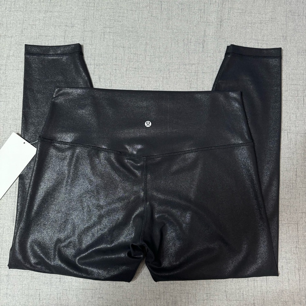 Lululemon Align High Rise Pant Leggings Shine Radiant Foil Black Print 14 NWT - Picture 7 of 13